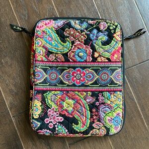 Vera Bradley Quilted Laptop Sleeve in Black with Bright Paisley Print